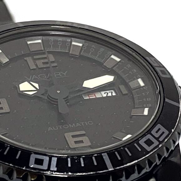 G7992【ヴァガリー】8200-348901 自動巻き ブラック文字盤 メンズ腕時計 VAGARY 動作品_画像4