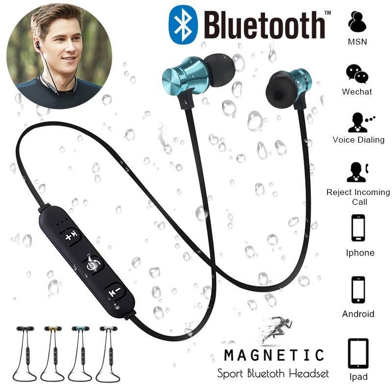 Bluetooth　イヤホン　ワイヤレスイヤホン iPhone　アンドロイド　対応 イヤホンマイク 両耳　USB 充電 高音質 重低音 ブルー_画像1