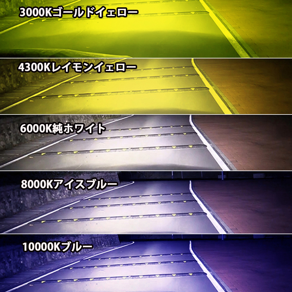 ポン付け LEDヘッドライト フォグランプ H4 H7 H8/H9/H11/H16 HB3 HB4 HIR2 車検対応 50W 3000K/4300K/6000K/8000K/10000K変色可 14600LM _画像6