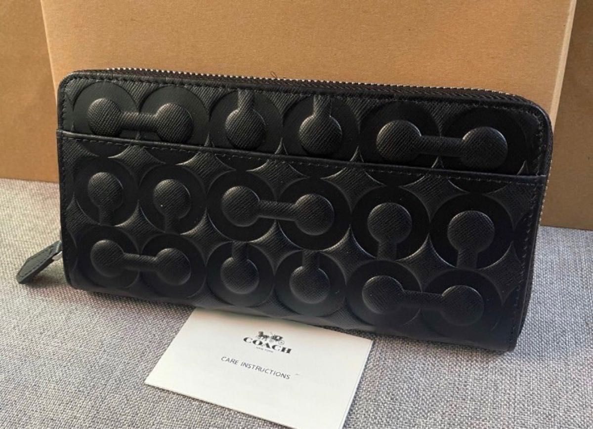 新品・未使用】coach メンズ長財布 シグネチャーエンボスレザー