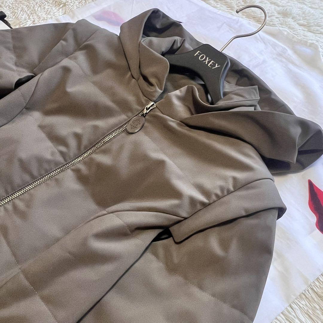 【美品】FOXEY NEW YORK ショート丈ダウンジャケット ブラウン 40 フォクシーニューヨーク L 中綿ジャケット 2way ベスト