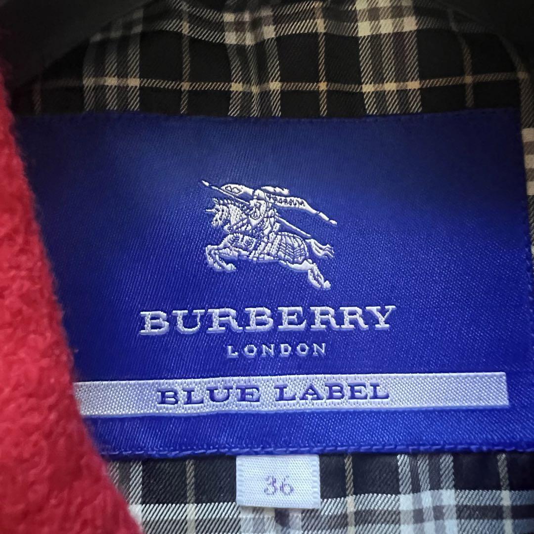 【美品】BURBERRY BLUE LABEL ロングコート レッド 36 バーバリーブルーレーベル S 赤 ライダース プリーツ_画像7