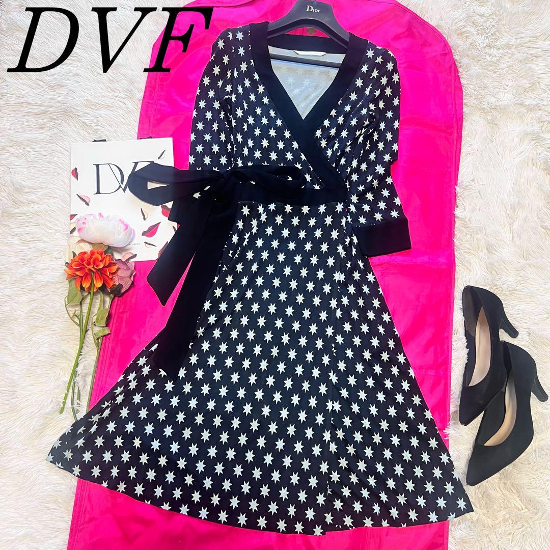 美品】DIANEvonFURSTENBERG ラップワンピース 2 M 総柄 ダイアンフォン