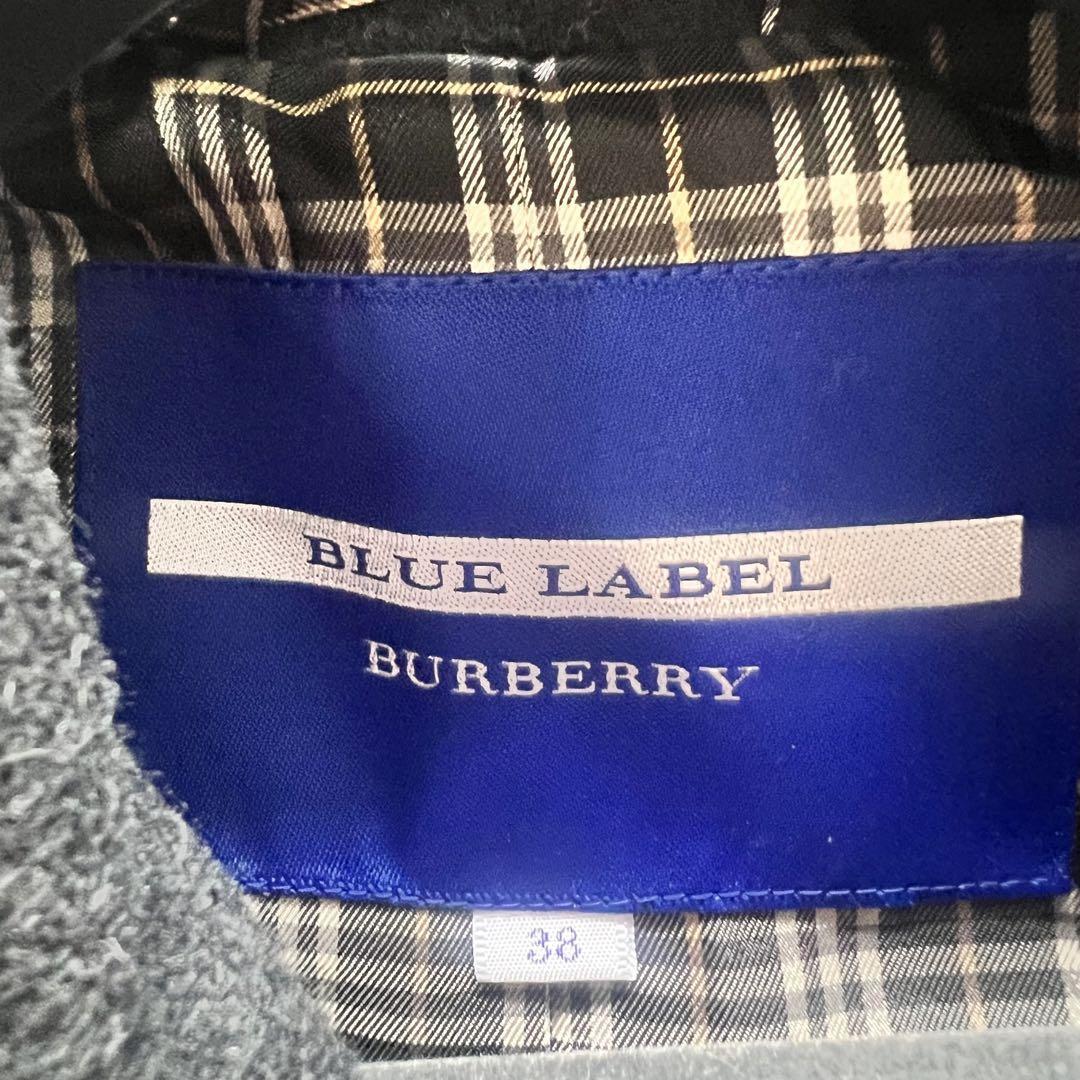 【良品】BURBERRY BLUE LABEL ロングコート ブラック 38 バーバリーブルーレーベル M 黒 ダブルボタン ノバチェック_画像6