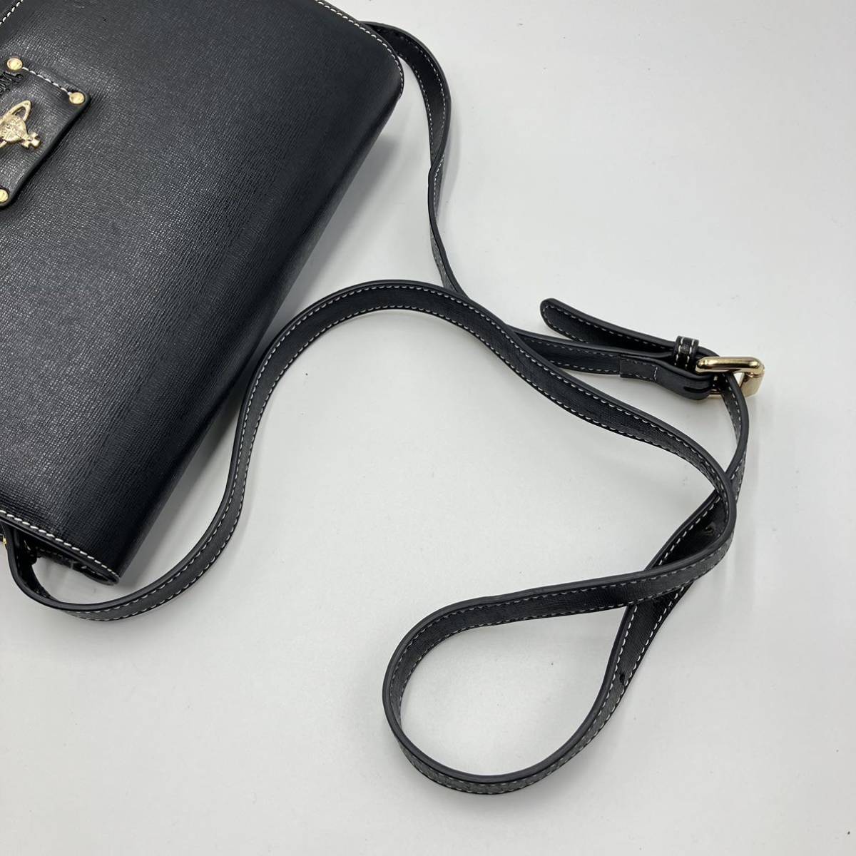 1円【激レア】Vivienne Westwood ヴィヴィアンウエストウッド オーブ ショルダーバッグ ボックス レザー 革 レディース ビジネス ゴールド _画像6