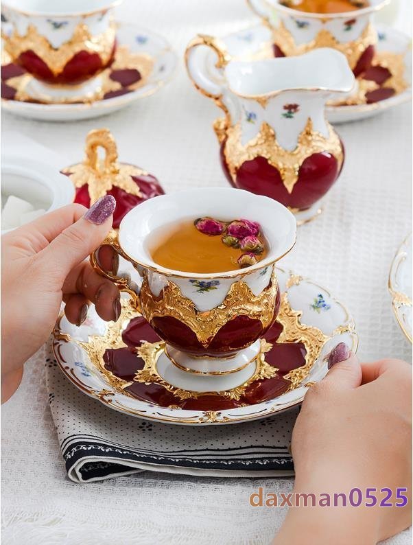MEISSEN マイセンティーカップ＆プレート 2点セット 洋食器 テーブルウェア インテリア ギャラリー レッド 手作り　036