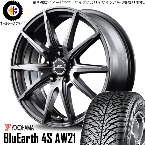 新品 軽自動車用 155/65R14 ヨコハマ AW21 シュナイダー SLS 14インチ 5.5J +45 4/100 オールシーズンタイヤ ホイール 4本SET_画像1