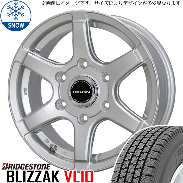 新品 キャラバン 195/80R15 107/105 BS ブリザック VL10 バイソン BN-04 15インチ 6.0J +44 6/139.7 スタッドレス タイヤ ホイール 4本_画像1