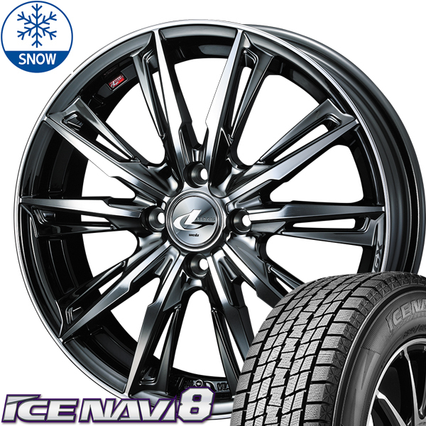 新品 bB ノート デミオ グッドイヤー ICENAVI8 195/55R16 16インチ レオニス GX 6.0J +42 4/100 スタッドレス タイヤ ホイール セット 4本_画像1