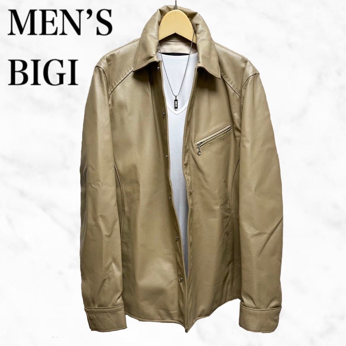 MEN'S BIGI radmess レザージャケット　ベージュ系　本革_画像1