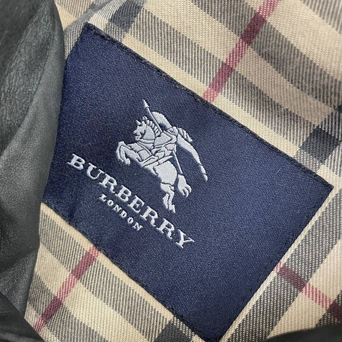 極上ラムレザー◎バーバリーロンドン BURBERRY LONDON 羊革 ヌバック レザー コート ノバチェック ブラック 黒 ジャケット L〜XL相当_画像7