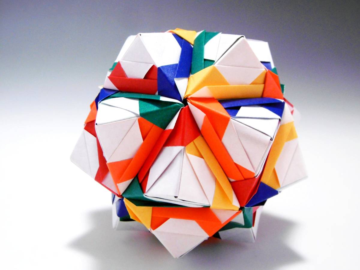 くす玉　30枚組　折り紙　ユニット　S-1　5色　kusudama　origami　ハンドメイド_画像6