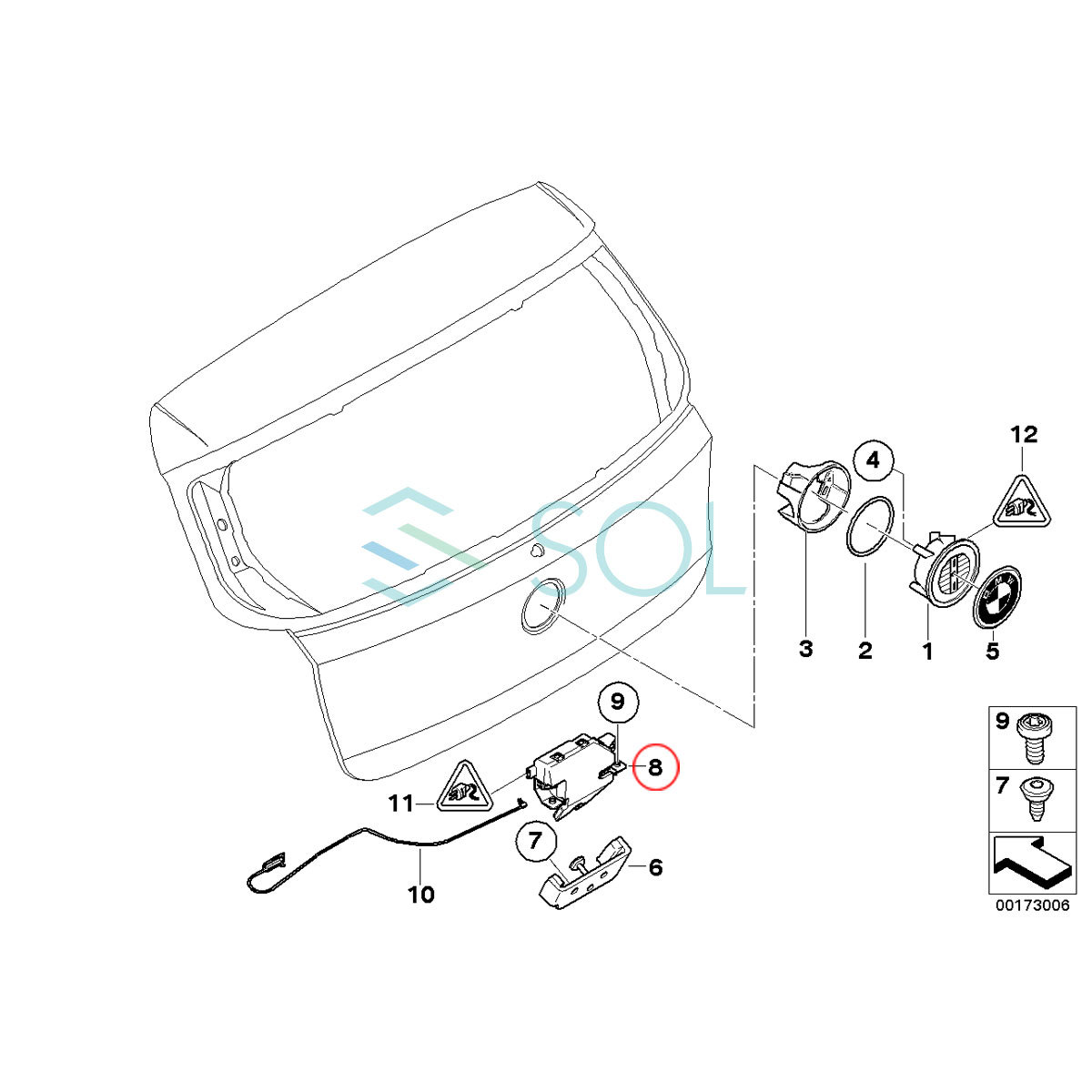 BMW E46 E90 E92 トランクロックアクチュエーター 318i 318Ci 320i 323i 325i 328i 328Ci 330i 330xi 330Ci 335i M3 51247840617_画像3