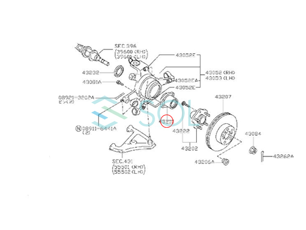 日産 ローレル(C35 GC35 GNC35 HC35) スカイライン(R34 HR34 ER34 ENR34) リア ホイールハブベアリング 左右セット 43210-AA100_画像6