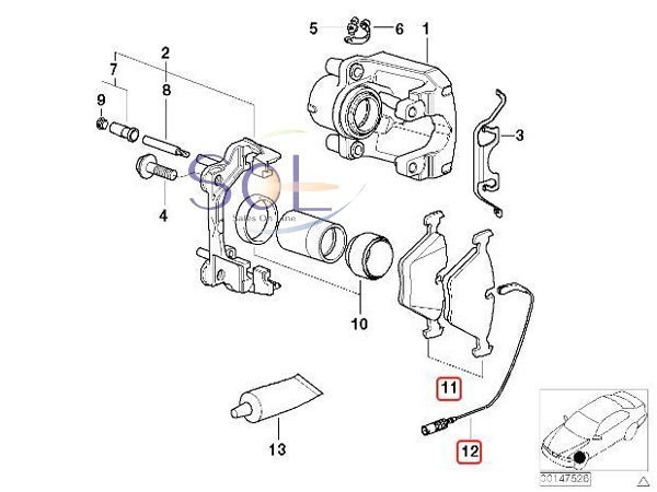 BMW E60 E61 フロント ブレーキパッド左右 + パッドセンサー1本 セット 525i 34116763617 34116763618 34356789492 出荷締切18時_画像2