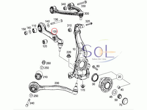 ベンツ W222 フロント コントロールアーム ロアアーム 右側 S300 S400 S600 S63 S65 2223300207 出荷締切18時_画像2