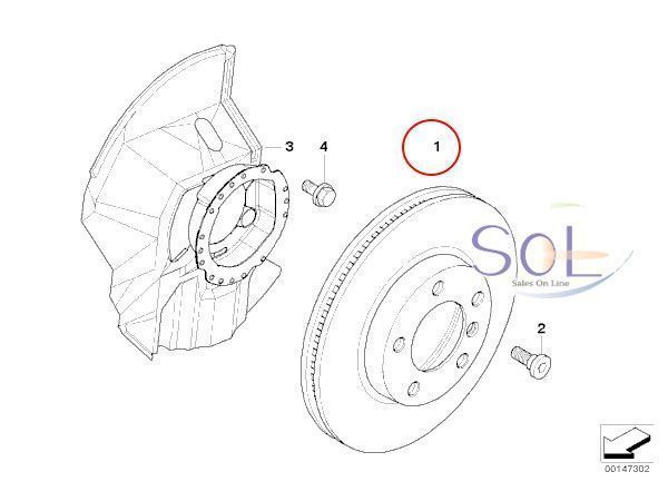 BMW Z3 E85 Z4 フロント ブレーキローター ブレーキディスク 左右セット 2.0 2.2i 2.5i 2.8 34116855153 34111162282 34111165455の画像2