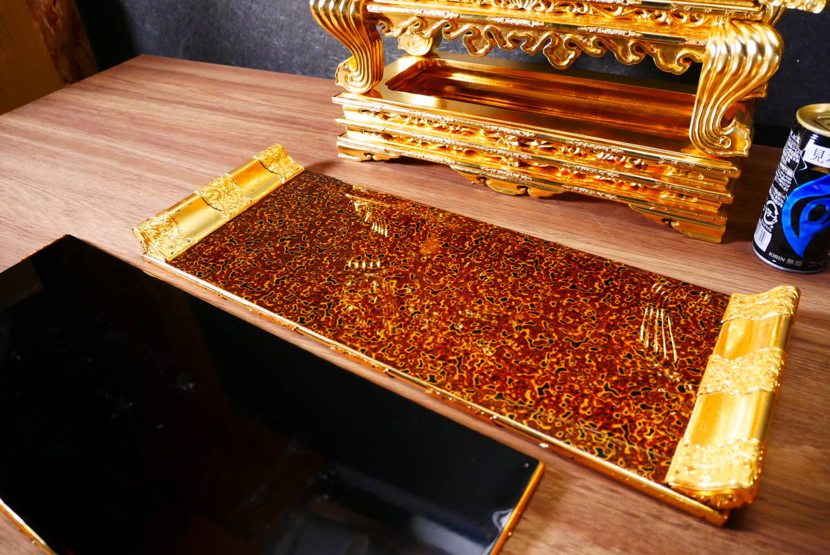ma.... used beautiful goods top class reverse side gold wooden book@ gold .... table large ..(E-3) 5264 M