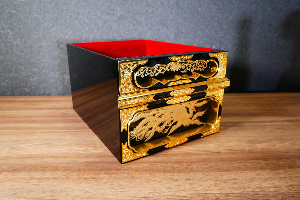 まごころ堂　木製本金箔の箱　仏壇用　本金蒔絵　本金箔　本金メッキ金具（ウ1）　5318　M