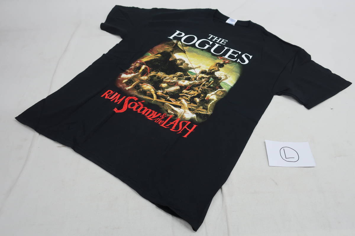 ★同梱不可 ★値下不可　【送250円】　6535　POGUES　ポーグス　メンズ　バンドTシャツ　カットソー　半袖　ロック　綿100％　L　黒_画像1