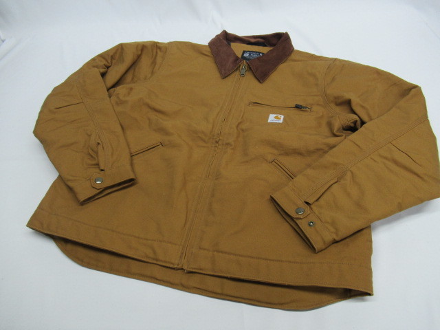 【送900円】6519　Carhartt　カーハート　OJ3828-M　メンズ　デトロイトジャケット　ダック地　キャメル　L　ブランケット裏地付き　襟欠品_画像1