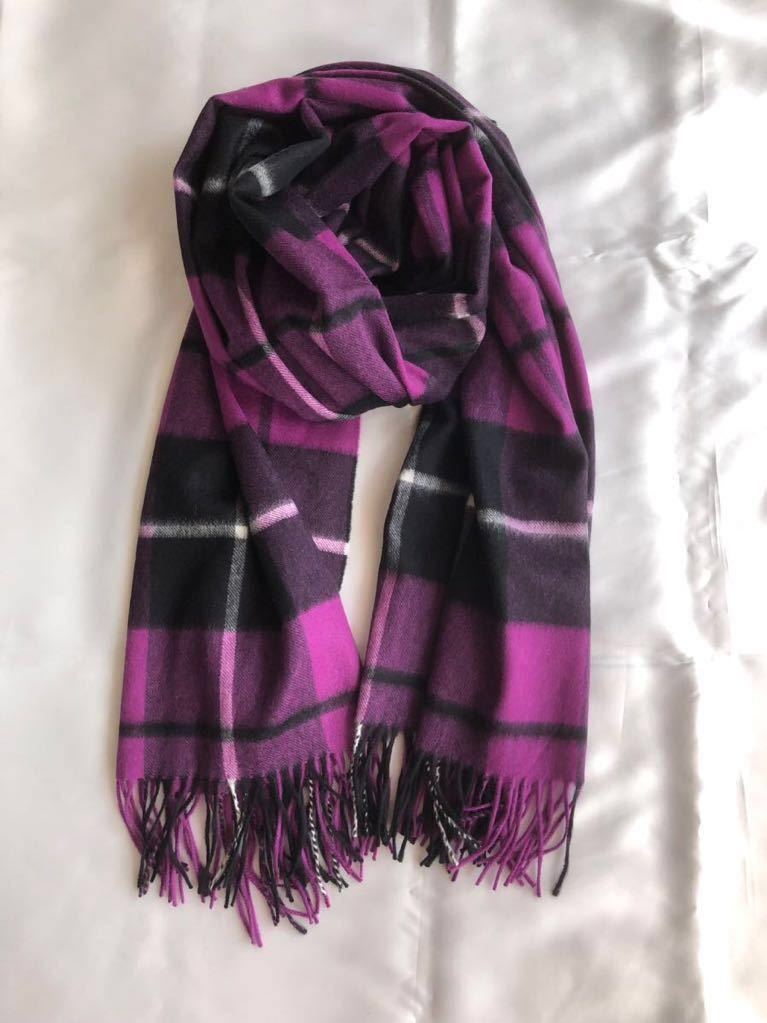  domestic regular tag attaching * John stone z rare color stole new goods pink & purple tartan check 