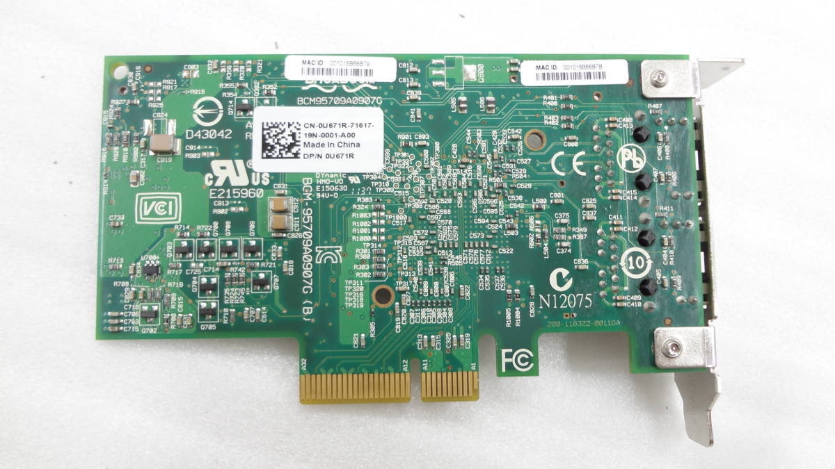 BCM-95709A0907G Dell デュアルポート 5709Gb PCI Expressインターフェイスカード　D43042 E215960 未使用品（SASC27）_画像3