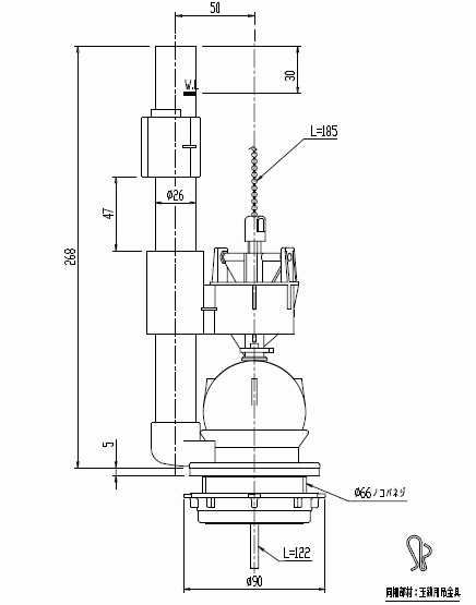 LIXIL・INAX　リクシル・イナックス　トイレ部品　フロート弁　TF-2820C(243)　_画像2