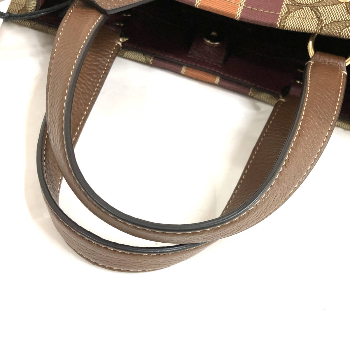 COACH C8448tempsi- Carry all 2WAY bag hand shoulder signature stripe Coach patch canvas × leather 
