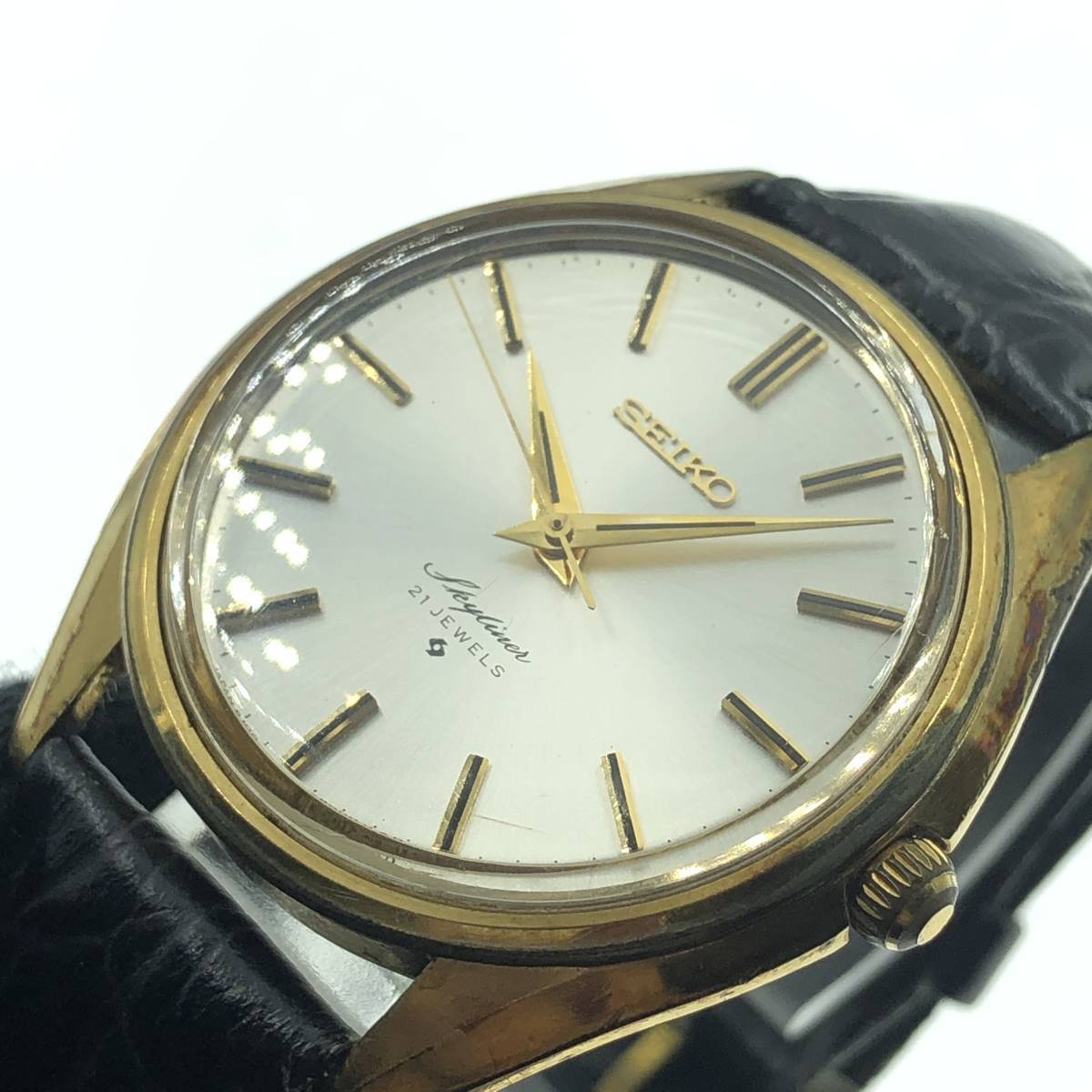 ■ SEIKO セイコー 6100-8000 スカイライナー 21JEWELS 21石 手巻 シルバー文字盤 メンズ 腕時計 アンティーク_画像2