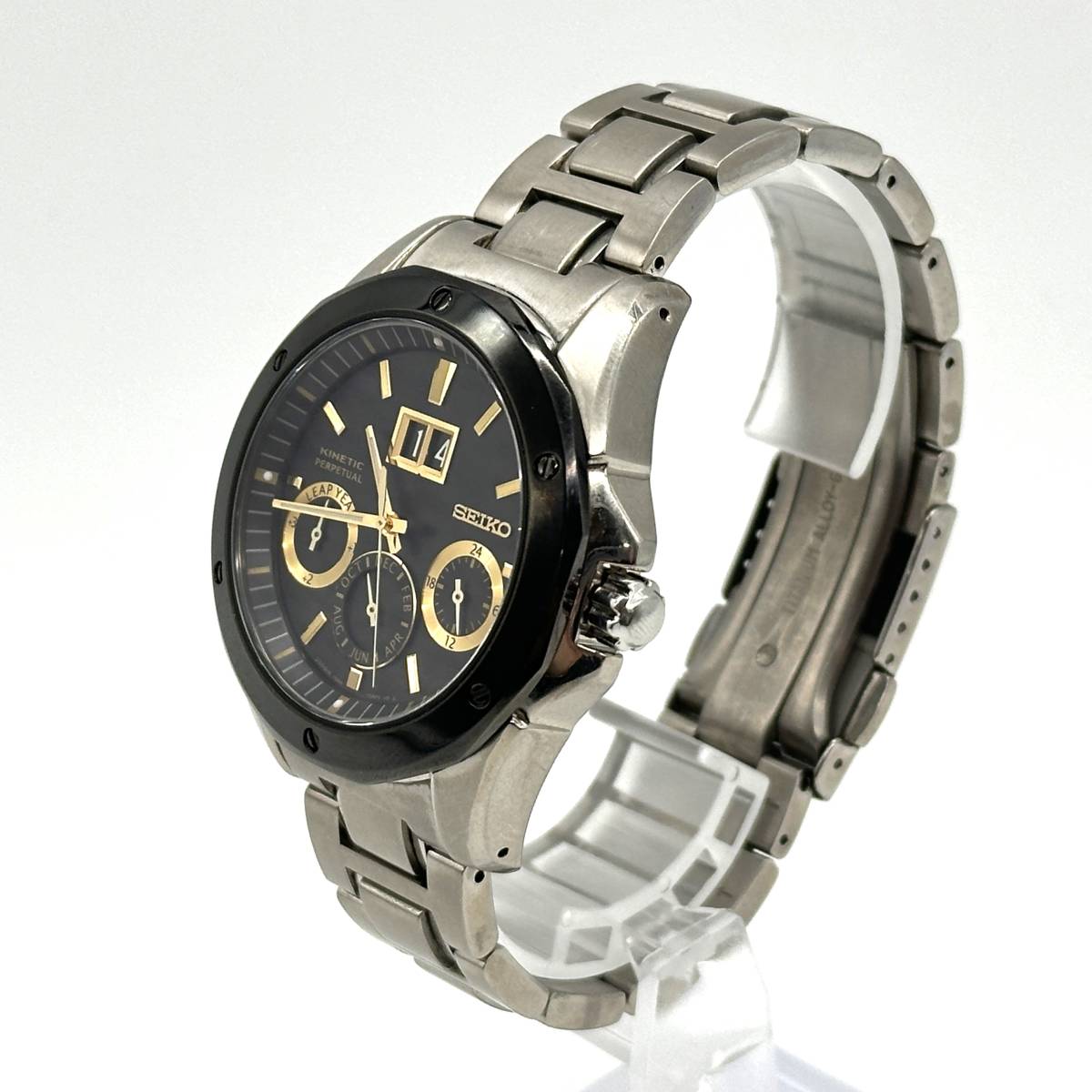 SEIKO セイコー BRIGHTZ ブライツ SAGV015 7D46-0AE0 腕時計 キネティック KINETIC PERPETUAL デイト ブラック ゴールド チタニウム _画像2