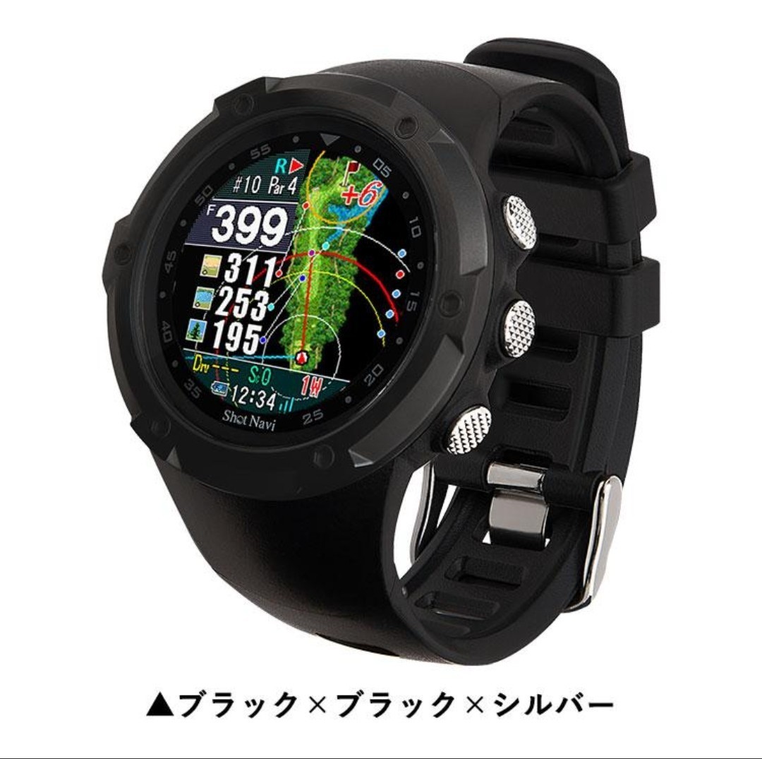 新品★ ブラックxブラック×シルバー ショットナビ ゴルフ W1 エヴォルブ 腕時計型GPSナビ Shot Navi W1 Evolve 19sbn-Z_画像1
