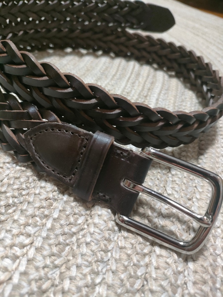  new goods regular price 22000 Whitehouse Cox Whitehouse Cox mesh leather belt Brown w36 90cm 35mm tea color men's P1127