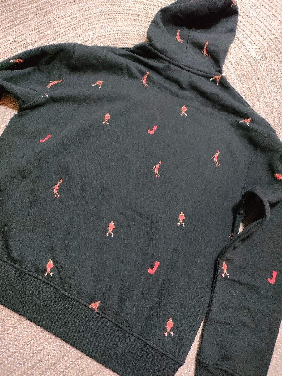 新品 未使用 NIKE JORDAN 総柄 スウェット セットアップ XL ブラック 黒 ナイキ ジョーダン 上下 パーカー パンツ メンズ_画像4