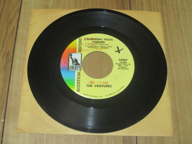 VENTURES venturess zSTRAWBERRY FIELDS FOREVER c/w ENDLESS DREAM rice EP DJ record LB-2409 5 LB-2410-RE 5no- key Edwards Beatles 