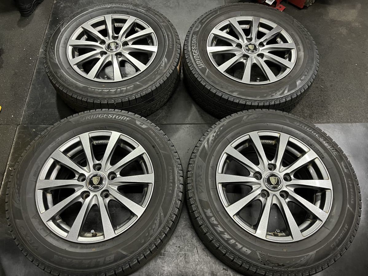 ノアヴォクシーなど15インチスタッドレス 、ホイール４本セットです。VRX3 195/65R15 91Q manarysport -5x6J ET+50 PCD114.3x5H _画像1