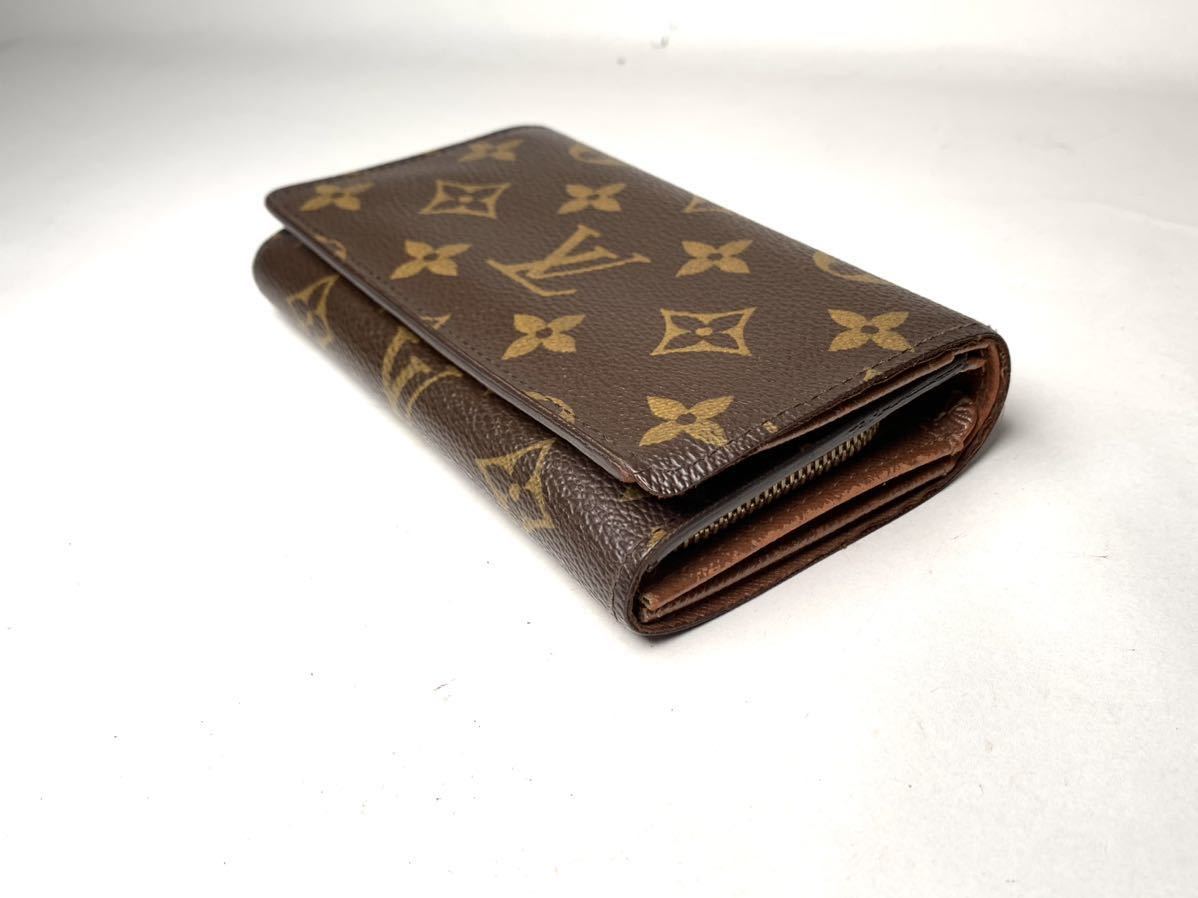 E428 1円 未使用に近い LOUIS VUITTON ルイヴィトン M61730 モノグラム ポルトモネ ビエ トレゾール 二つ折り 財布 ブラウン系_画像4