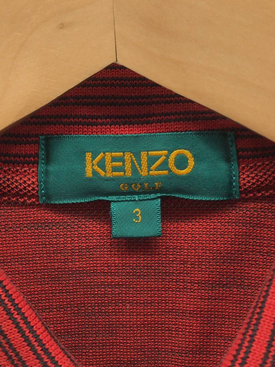 KENZO GOLF ケンゾー ゴルフ 長袖 ポロシャツ レッド サイズ3 メンズ 23112701_画像4
