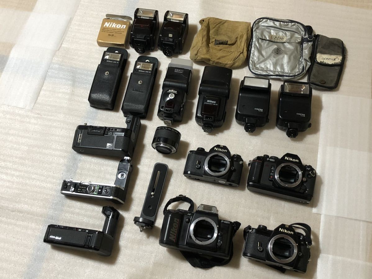 ジャンク品 動作未確認 Nikkon F-501 F-401s MD-1 MD-4 MD-12 SB-80DX SB-25 CONTAX TLA30 コンタックス収納袋 他 大量セット_画像1