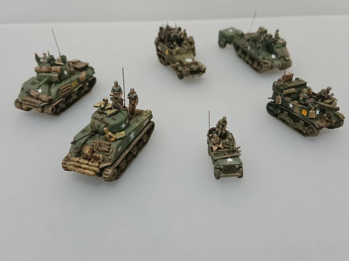 1/144完成品　M4A3＆M4A2-76シャーマン＆M16スカイクリーナー＆M7プリースト自走砲＆T82試作自走砲＆武装ジープ「レマゲン鉄橋攻防戦７」_画像1