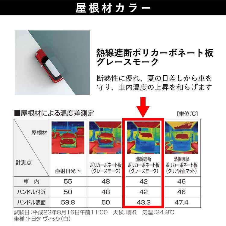 カーポート 2台用 アルミカーポート 駐車場 車庫 シンプルカーポート 間口6ｍ 6050 標準柱 熱線吸収ポリカーボネート屋根 ガレージ_画像4