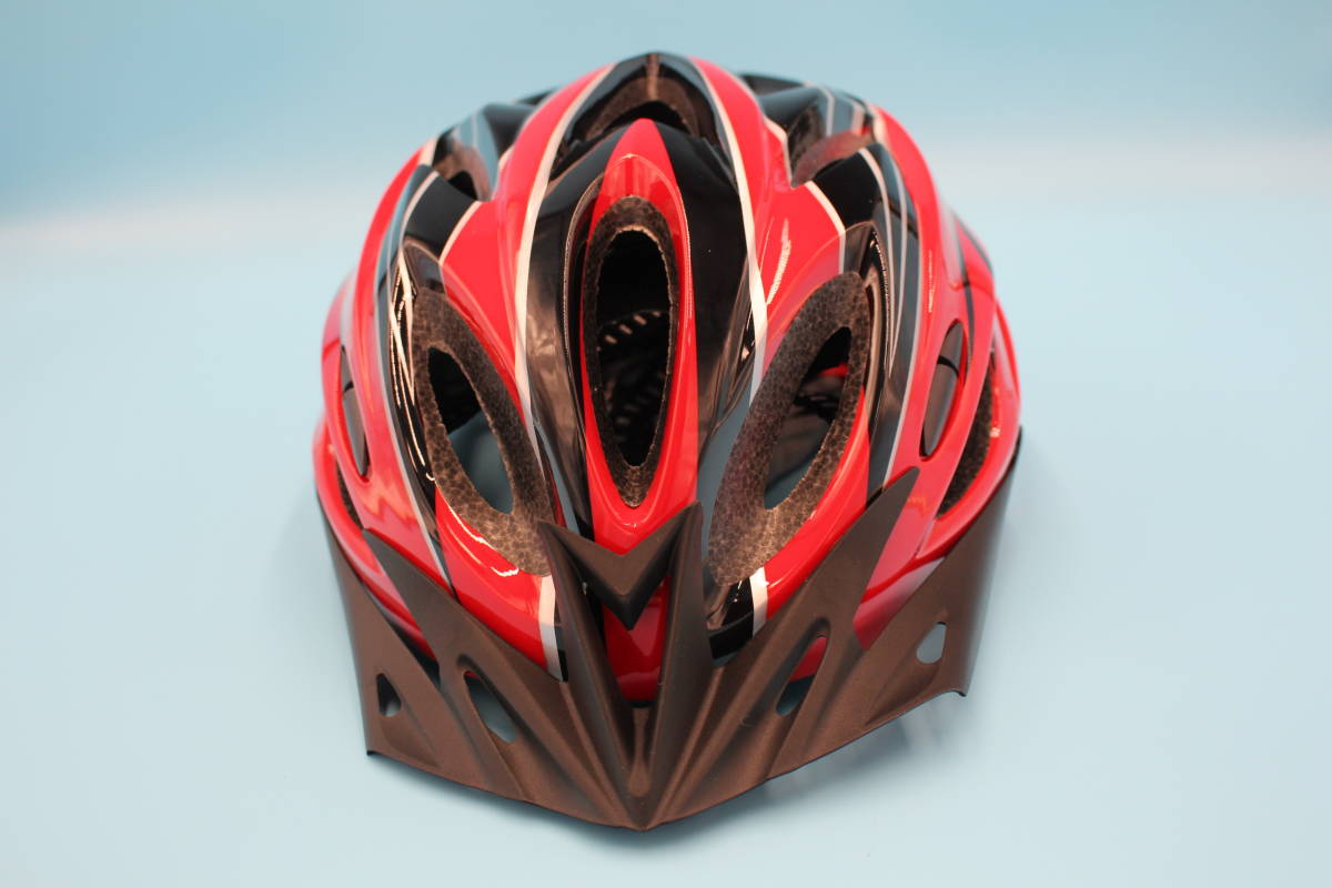 ヘルメット 自転車 サイクリング マウンテンバイク 大人 子供 スケボー バイザー 黒 超軽量 PVC ロード ローラースケート クロスバイク 赤_画像4