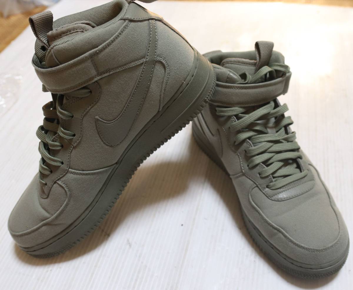 ナイキ　エアフォース1 ミッド キャンバス AIR FORCE 1 MID CANVAS 27.5㎝ US9.5 DARK STUCCO/DARK STUCCO カーキ AH6770-001_画像1