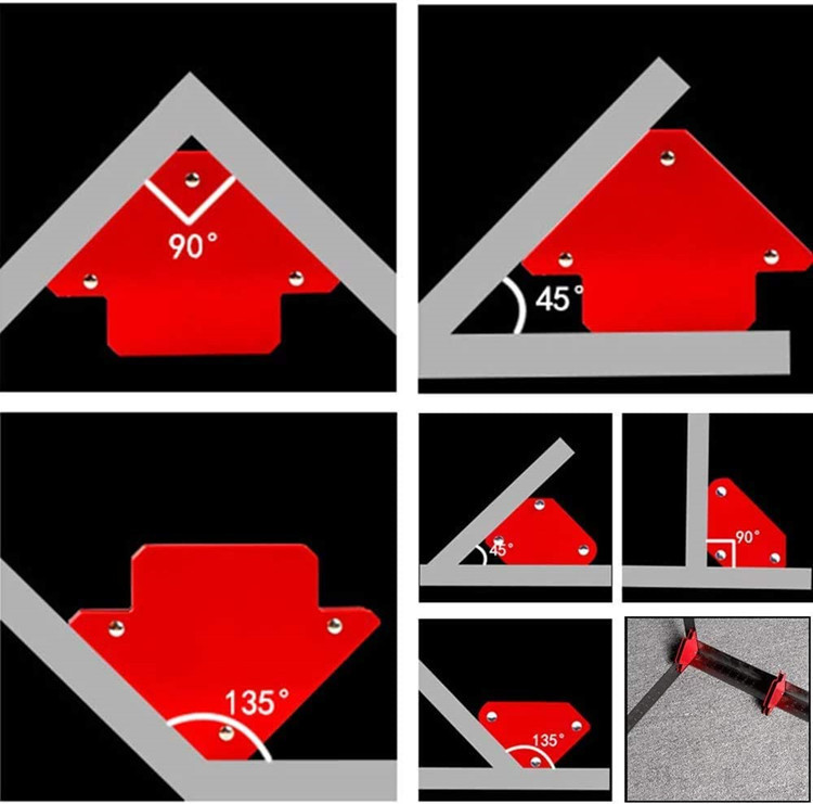 マグネットホルダー 6個 マグネット 仮止め磁石 磁気 溶接 ホルダー ポジショナー 強力 マルチ角度 コーナー クランプ 矢印 三角 六角_画像6
