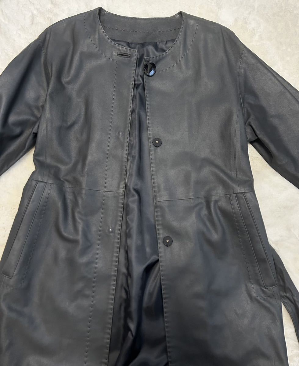  no color leather coat / sheep leather / black / Italy made 