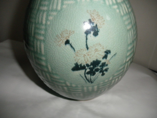 @@seiji 青磁　花器　花瓶　韓国青磁の花器　海青　の窯印　口径5.2cm　高さ31.5cm　胴回り50cm_画像4
