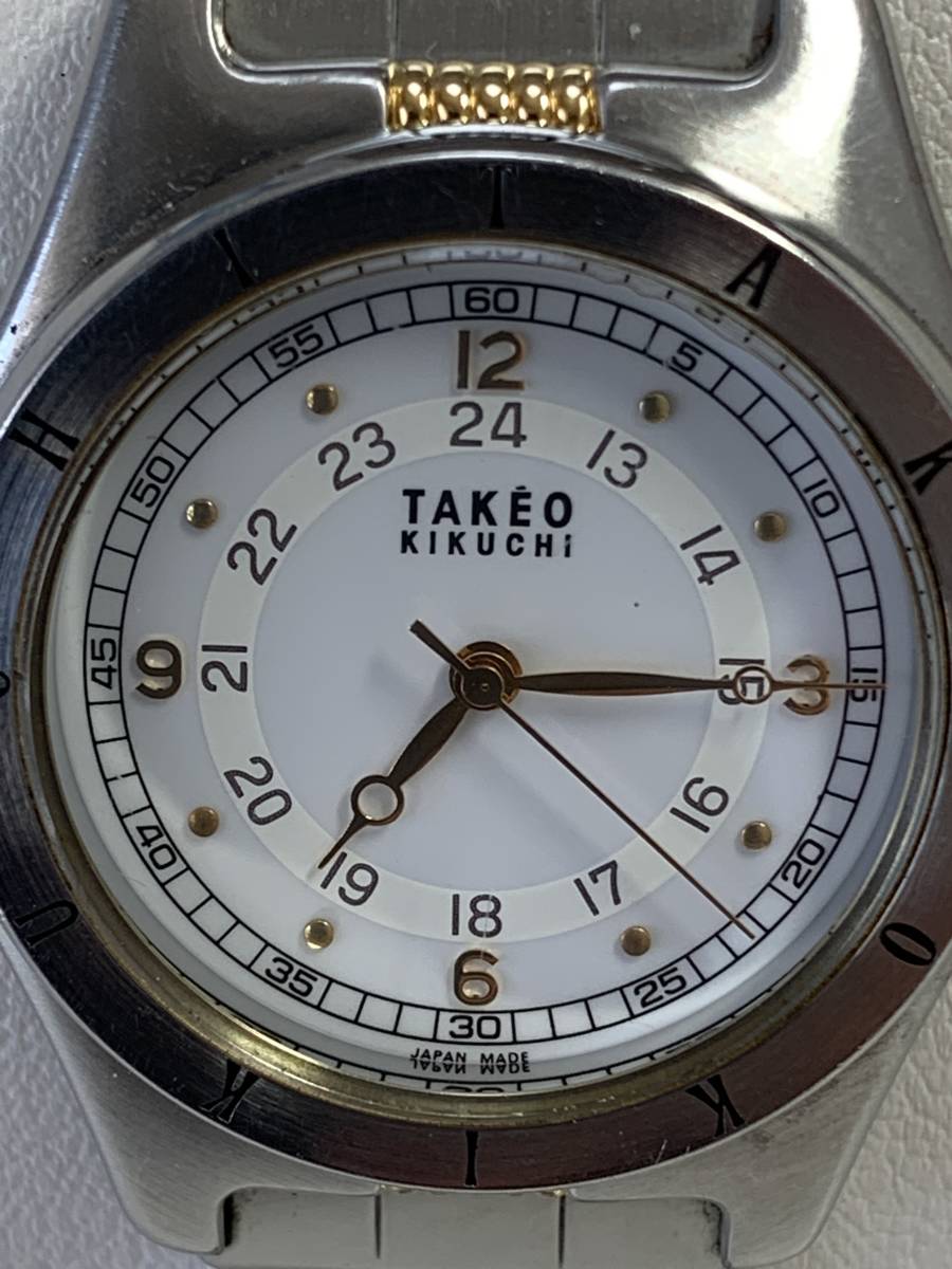 A075 腕時計　TAKEO KIKUCHI/タケオ　キクチ　TK-7006 ホワイト×ゴールド　ユニセックス_画像4