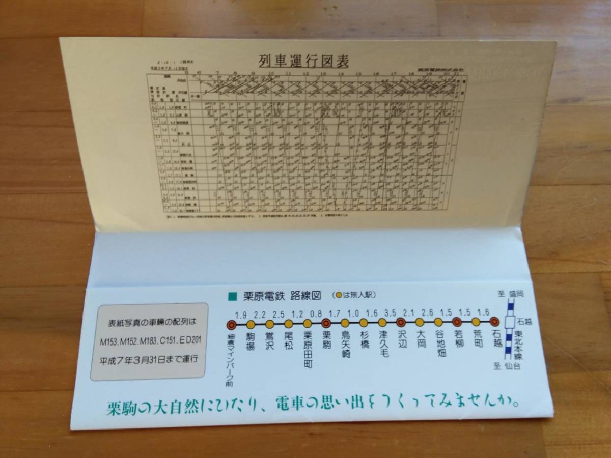 栗原電鉄　引退電車記念乗車券　平成６年　石越駅　沢辺駅　栗原駅　細倉マインパーク前駅　廃線