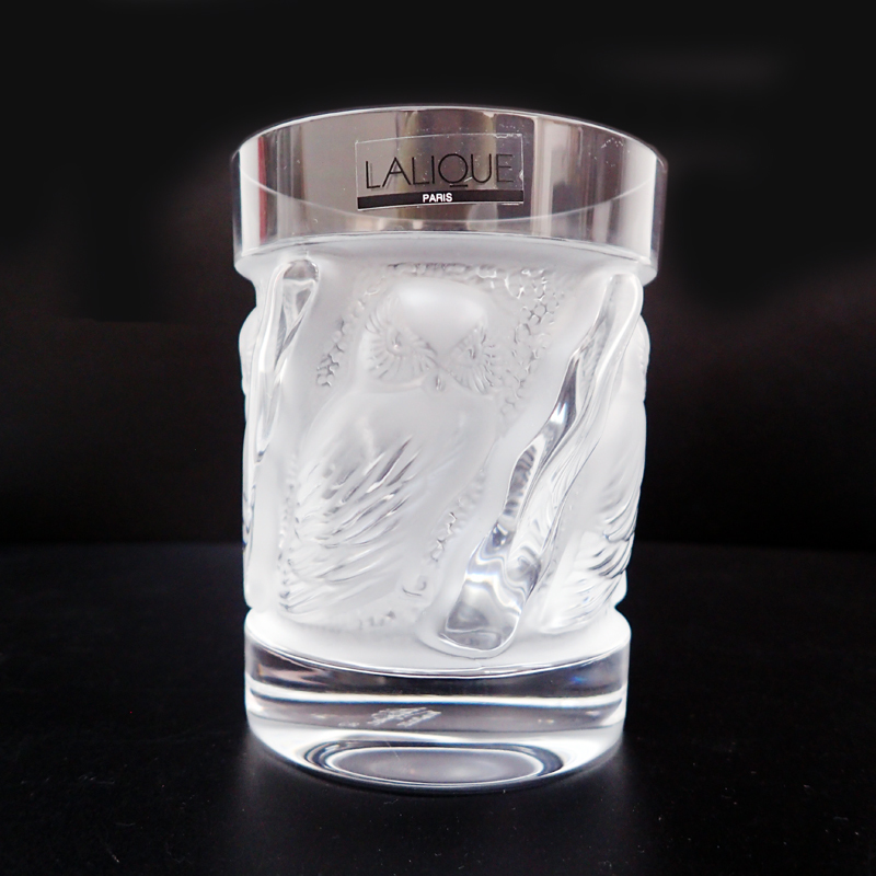 5LV 未使用 LALIQUE ラリック ユロット オールドファッションタンブラー ロックグラス 定価6万円 フクロウ 元箱付き_画像2