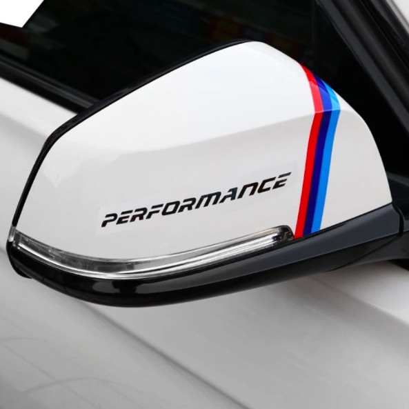 ステッカー サイドミラー PERFORMANCE パフォーマンス ロゴ ２個セット BMW Black White レーシングストライプ ☆新品送料無料☆_画像1